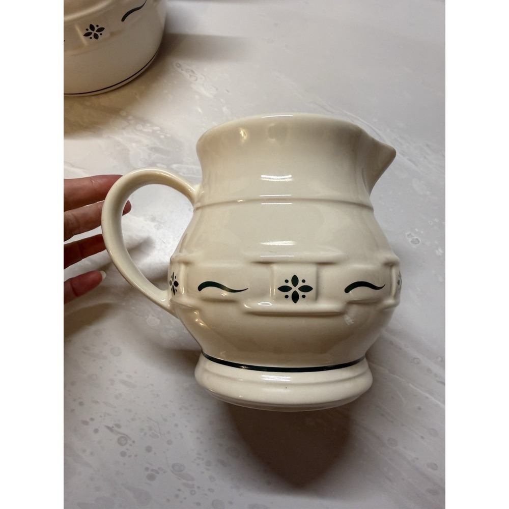 Longaberger Pottery Serving Pitcher Woven Traditions Heritage Green
